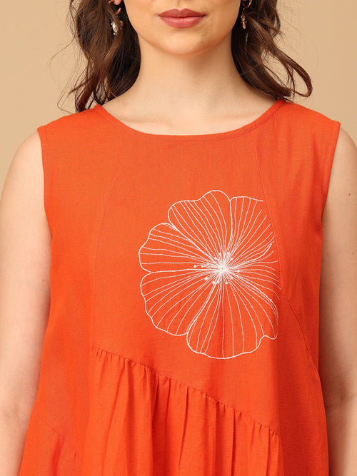 S Orange You Lovely Embroidered Women's Dress - Women's Dress