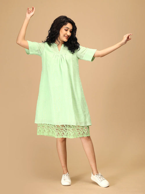 Pastel Green Pastel Crush Linen Women's Dress - Women's Dress