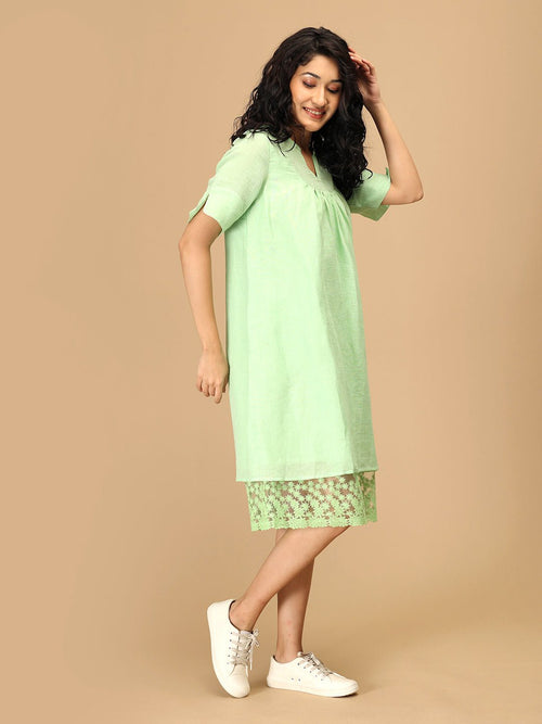 Pastel Green Pastel Crush Linen Women's Dress - Women's Dress