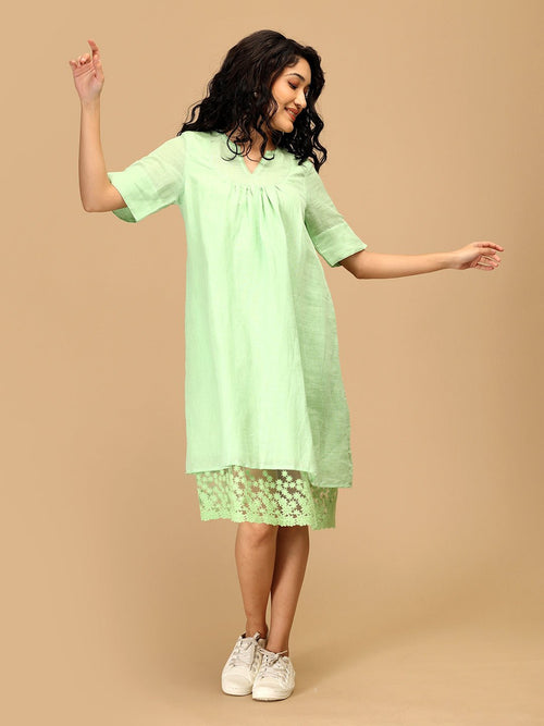 Pastel Green Pastel Crush Linen Women's Dress - Women's Dress