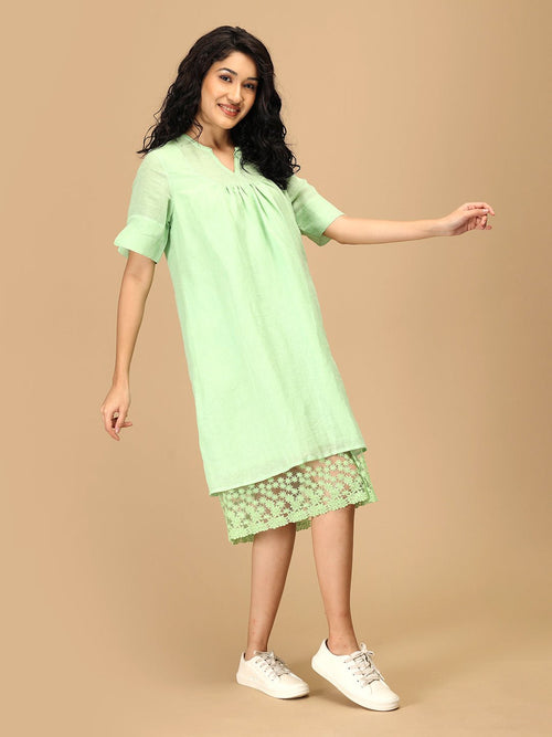 Pastel Green Pastel Crush Linen Women's Dress - Women's Dress