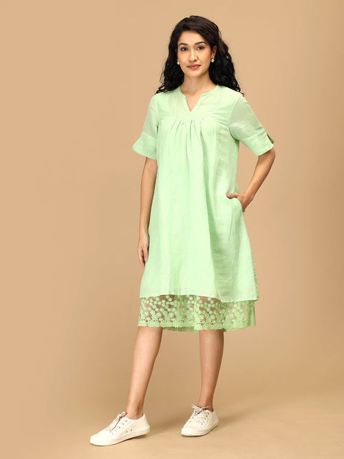 Pastel Green Pastel Crush Linen Women's Dress - Women's Dress