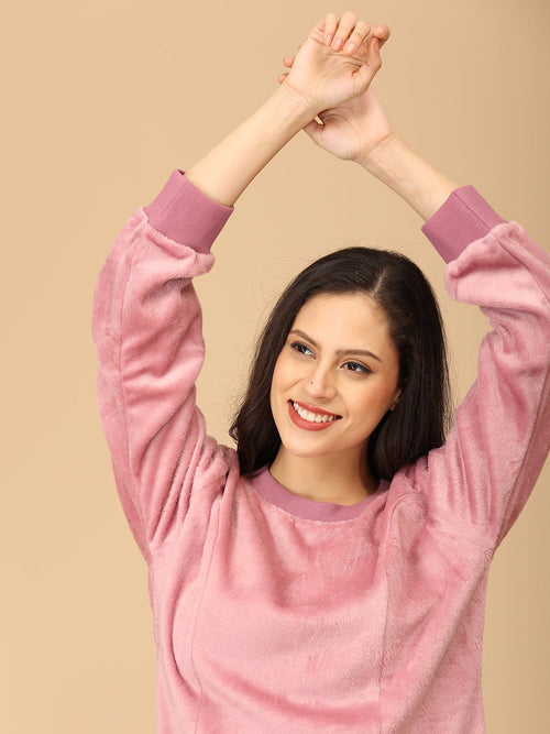 S Puffin in Pink Women's Fleece Loungewear Set - Womens's Loungewear