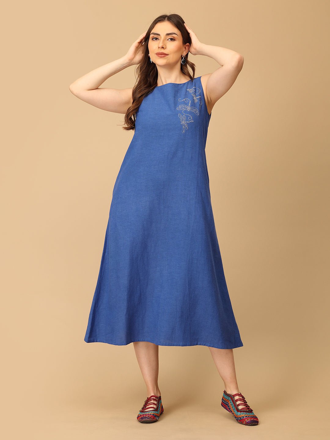 Sass in Sapphire Embroidered Women's Dress - The Woman Store