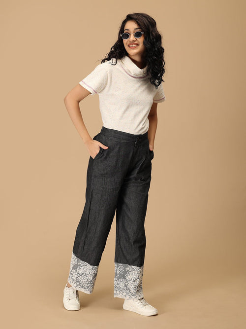 Black Serenoir Denim Women's Culotte Trousers - Women's Bottoms