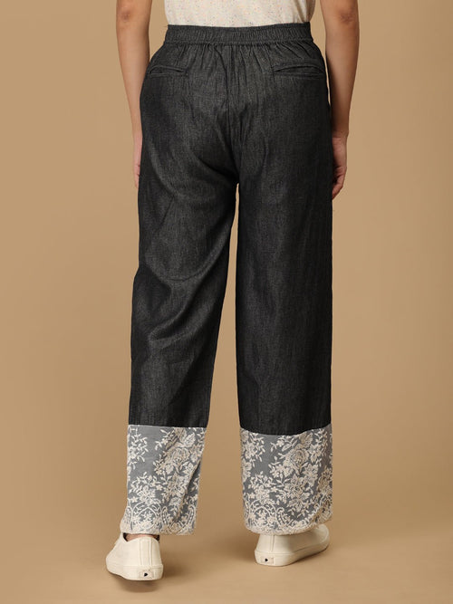 Black Serenoir Denim Women's Culotte Trousers - Women's Bottoms