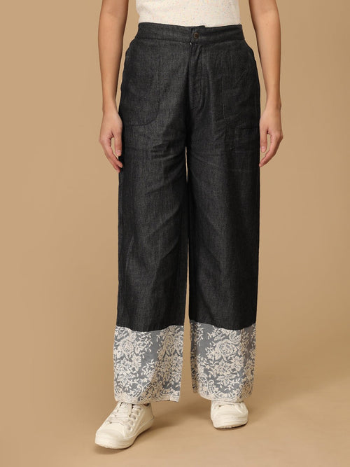 Black Serenoir Denim Women's Culotte Trousers - Women's Bottoms