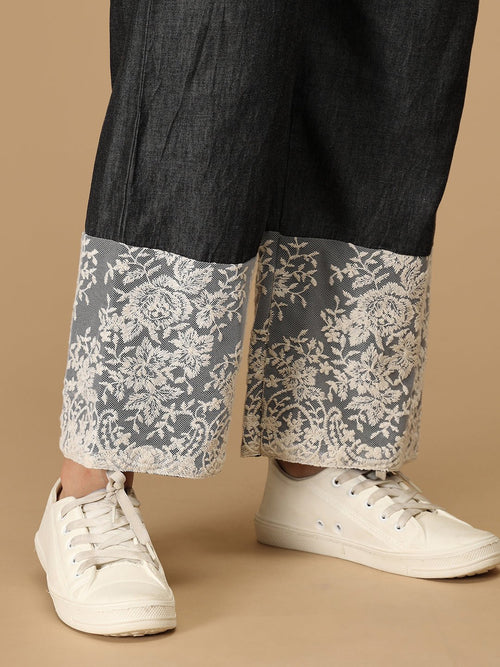 Black Serenoir Denim Women's Culotte Trousers - Women's Bottoms