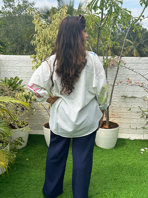 S Summer Punch Color Block Women's Shirt - Women Oversized Tops