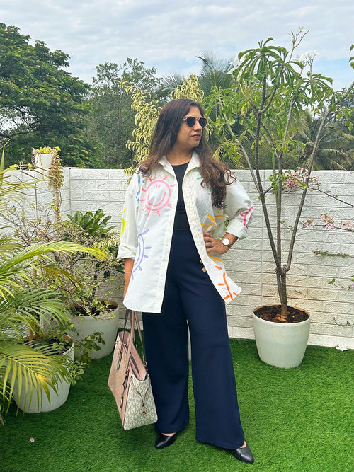 S Summer Punch Color Block Women's Shirt - Women Oversized Tops