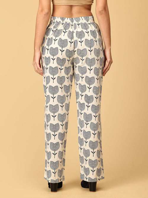 Off-White To-Lip Fantasy Women's Top And Pant Co-ord Set - Women's Co-ord Set