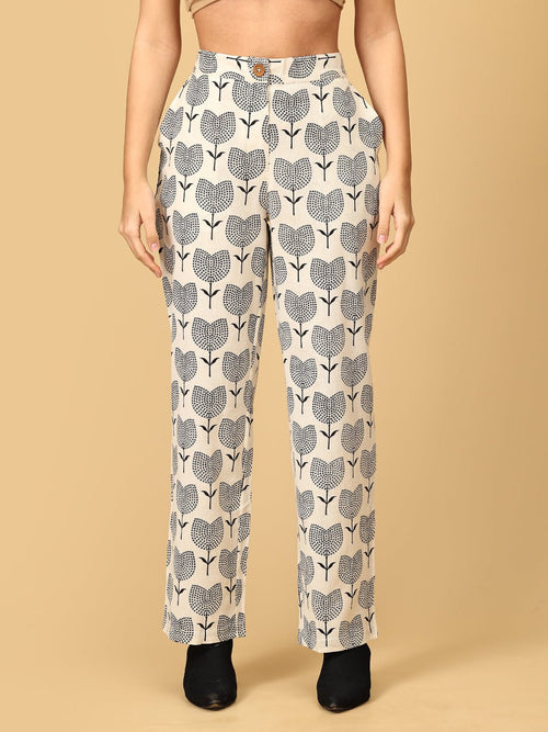 Off-White To-Lip Fantasy Women's Top And Pant Co-ord Set - Women's Co-ord Set