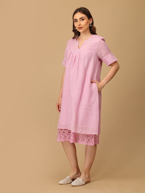 Lilac Wisteria Waltz Linen Women's Dress - Women's Dress