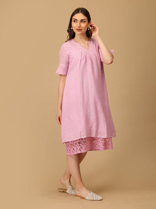 Lilac Wisteria Waltz Linen Women's Dress - Women's Dress