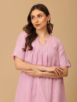 Lilac Wisteria Waltz Linen Women's Dress - Women's Dress