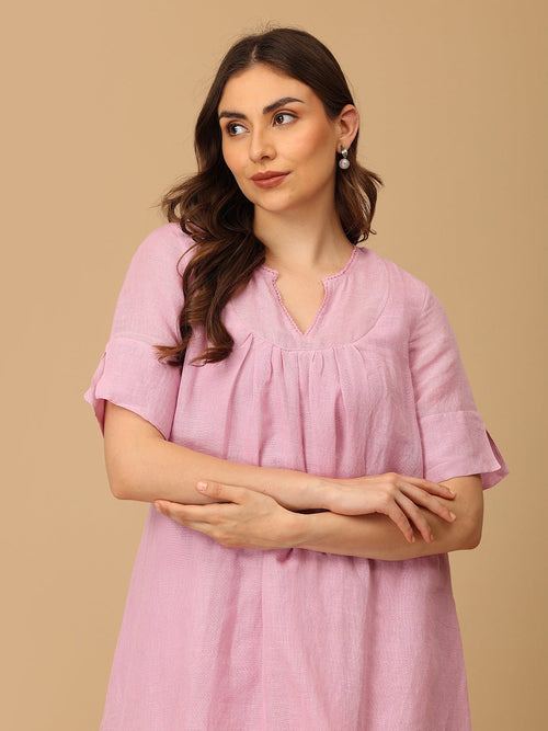 Lilac Wisteria Waltz Linen Women's Dress - Women's Dress