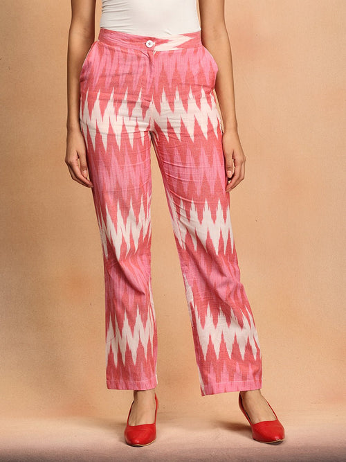 XS Blush Ikat Women's Handloom Blazer and Pant Set - Women's Co - ord Set
