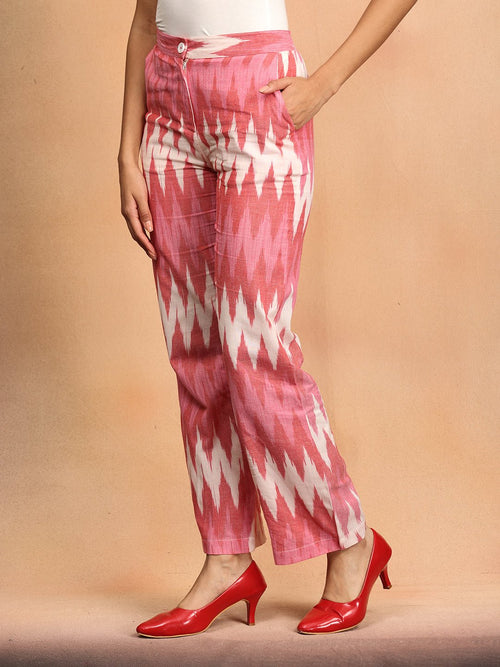 XS Blush Ikat Women's Handloom Blazer and Pant Set - Women's Co - ord Set