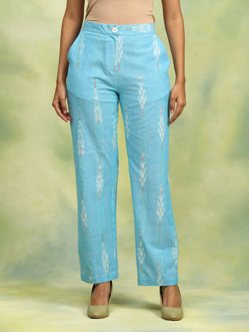 Light Blue Ikat-a-Love Women's Handloom Co Ord Set - Women's Co-ord Set