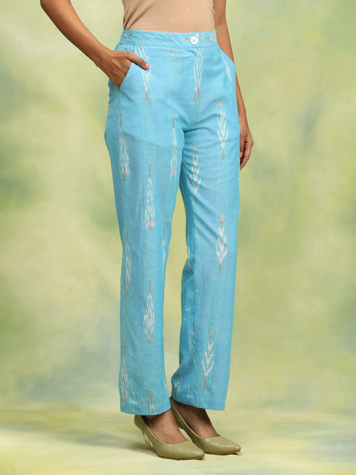 Light Blue Ikat-a-Love Women's Handloom Co Ord Set - Women's Co-ord Set