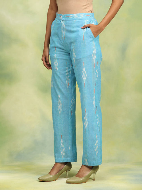 Light Blue Ikat-a-Love Women's Handloom Co Ord Set - Women's Co-ord Set