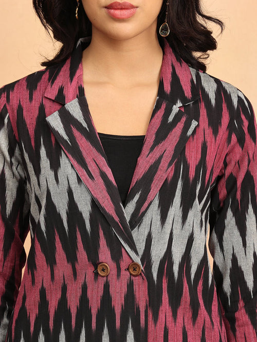 XS Ikat Eclipse Women's Handloom Blazer and Pant Set - Women's Co - ord Set