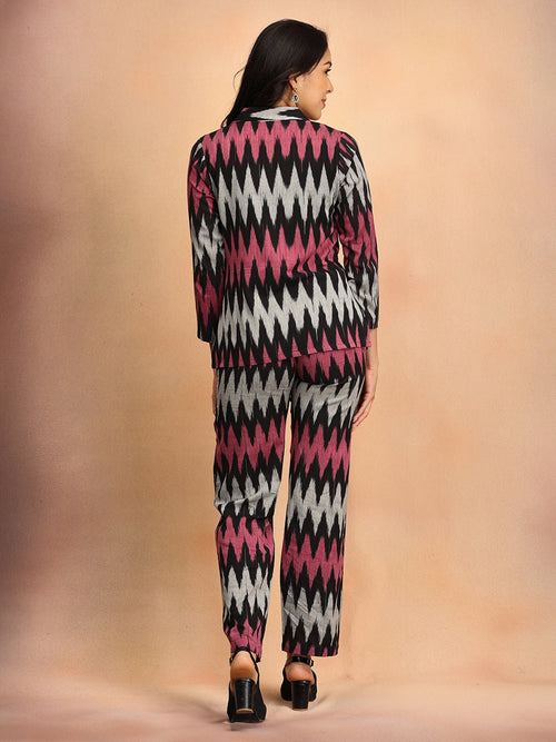 XS Ikat Eclipse Women's Handloom Blazer and Pant Set - Women's Co - ord Set